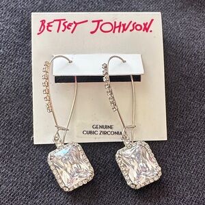 Betsey Johnson Silver Dangle Earrings with Cubic Zirconia